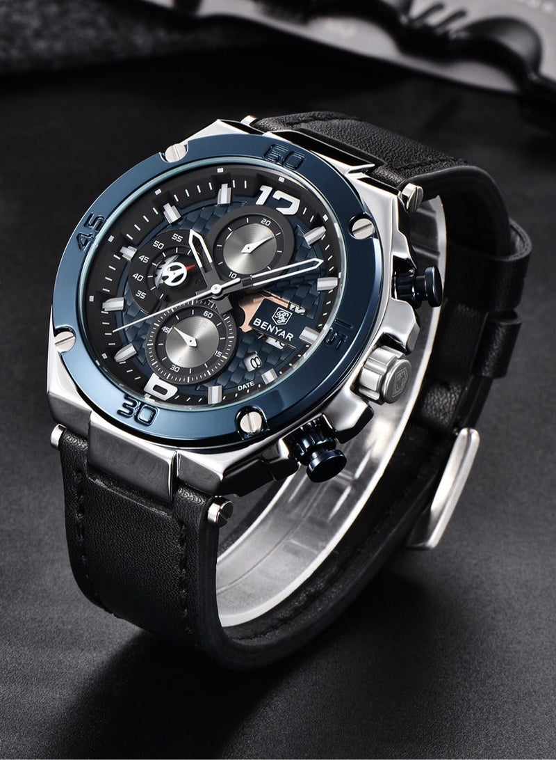 BENYAR Men's Watches Original Quartz Movement Leather Waterproof Luxury Elegant Business Gifts Watches for Men - Image 3