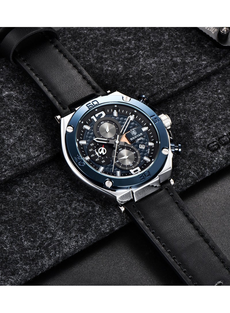 BENYAR Men's Watches Original Quartz Movement Leather Waterproof Luxury Elegant Business Gifts Watches for Men - Image 5