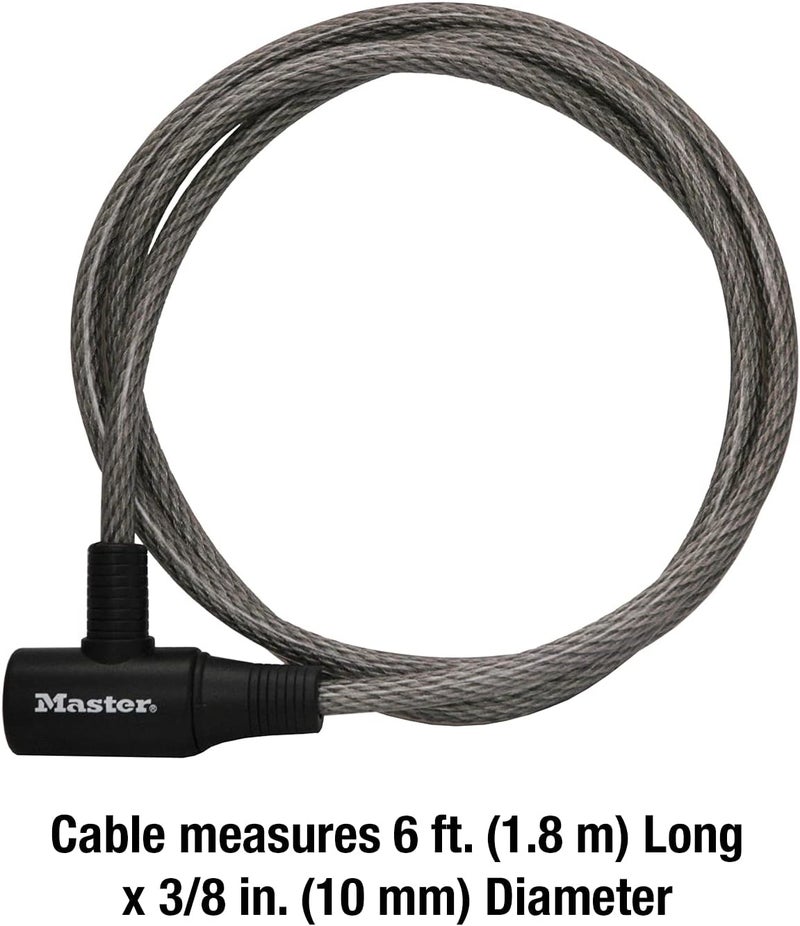 MasterLock Cable Lock, Keyed Bike Lock, 6 ft. Long, 8154DPF - Image 5