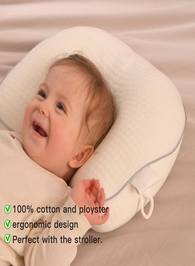 Cococu Baby Head Pillow Upgraded Flat Head Pillow, Baby Neck Support for Carseat Soft and Breathable Ergonomic Design, White - Image 4