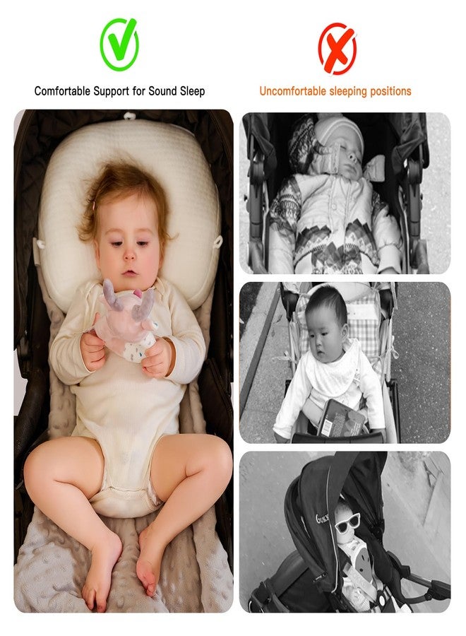 Cococu Baby Head Pillow Upgraded Flat Head Pillow, Baby Neck Support for Carseat Soft and Breathable Ergonomic Design, White - Image 3