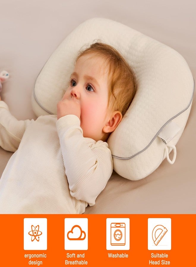 Cococu Baby Head Pillow Upgraded Flat Head Pillow, Baby Neck Support for Carseat Soft and Breathable Ergonomic Design, White - Image 2