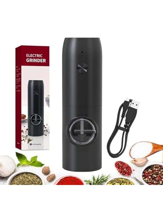 Beauenty Rechargeable Electric Pepper Grinder，RefillableSpices Automatic Grinding Shaker Set, Adjustable Coarseness, Suitable for BBQ Restaurant Kitchen（Black） - Image 1