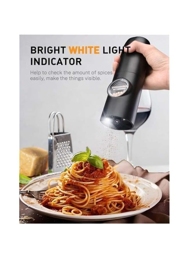 Beauenty Rechargeable Electric Pepper Grinder，RefillableSpices Automatic Grinding Shaker Set, Adjustable Coarseness, Suitable for BBQ Restaurant Kitchen（Black） - Image 2