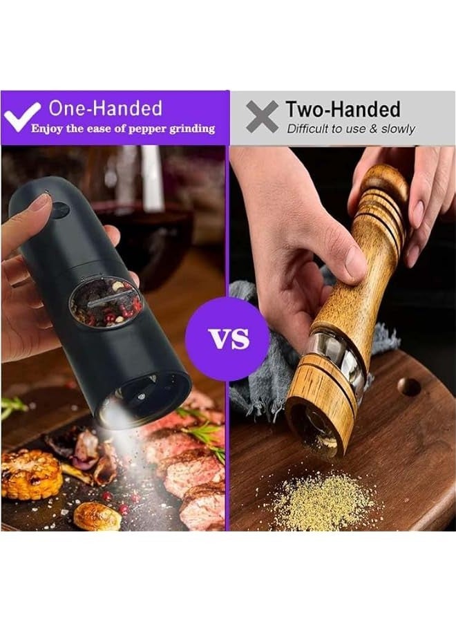 Beauenty Rechargeable Electric Pepper Grinder，RefillableSpices Automatic Grinding Shaker Set, Adjustable Coarseness, Suitable for BBQ Restaurant Kitchen（Black） - Image 4