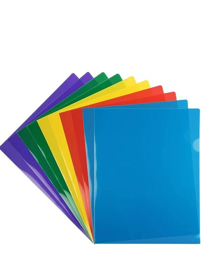 حافظات بلاستيكية 10 قطع شفافة لحفظ المستندات بحجم A4 5 ألوان متنوعة - Image 1