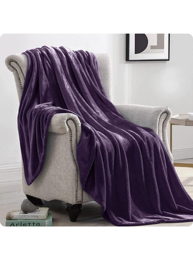 Chase Up Flannel Fleece Blanket Throw Size, All Season 230GSM Super Soft Cozy Blanket for Bed or Couch - 180 * 200cm (Purple) - Image 1