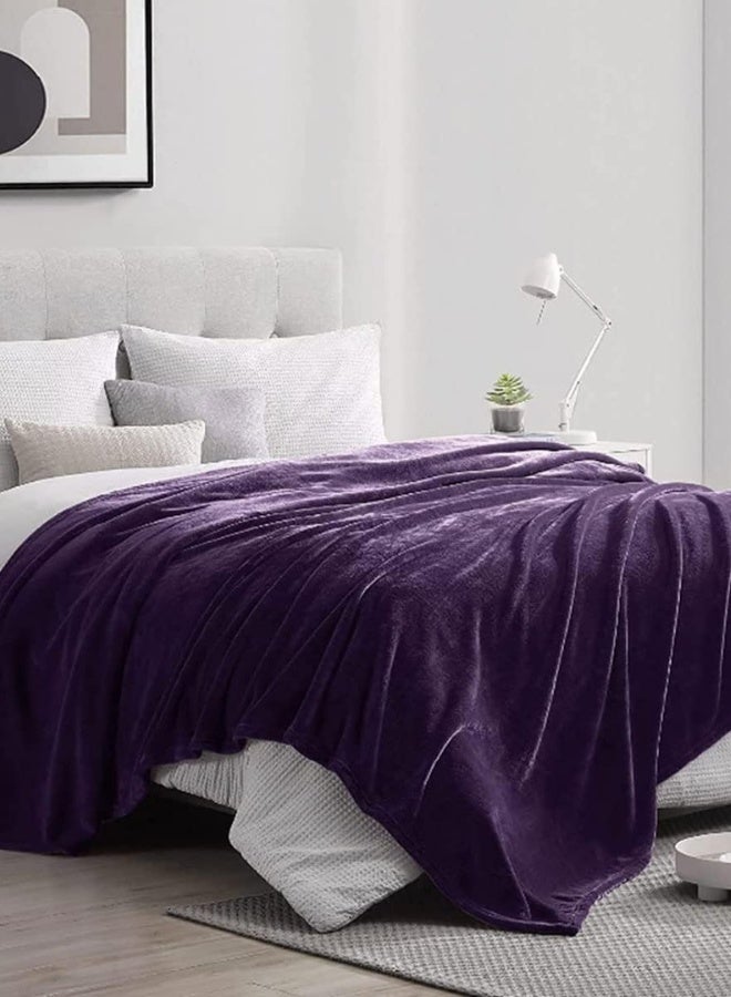 Chase Up Flannel Fleece Blanket Throw Size, All Season 230GSM Super Soft Cozy Blanket for Bed or Couch - 180 * 200cm (Purple) - Image 2