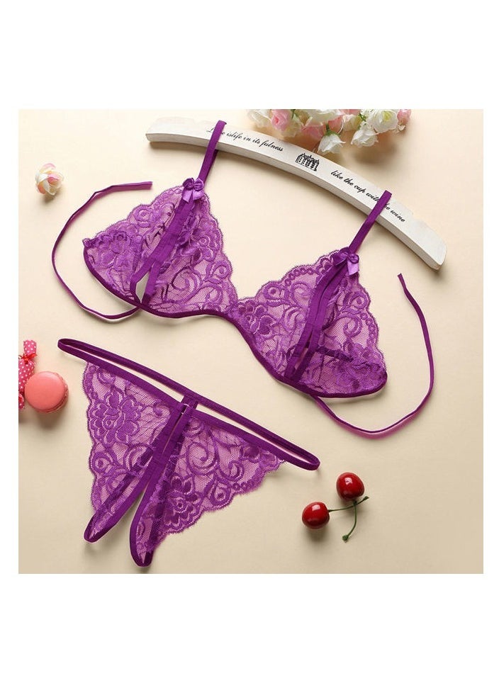 Women Fashion Babydoll Sleepwear Underwear Bra G-string Open Crotch Gift 