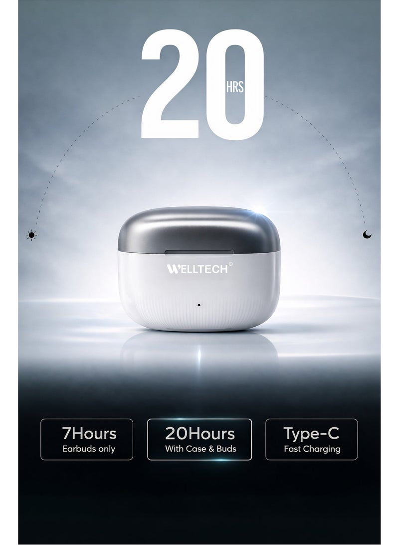 WELLTECH Wireless Earbuds Bluetooth 5.3 TWS Earphones with Charging Case Deep Bass HD Calls for iPhone Android Gaming  WT718 - Image 4