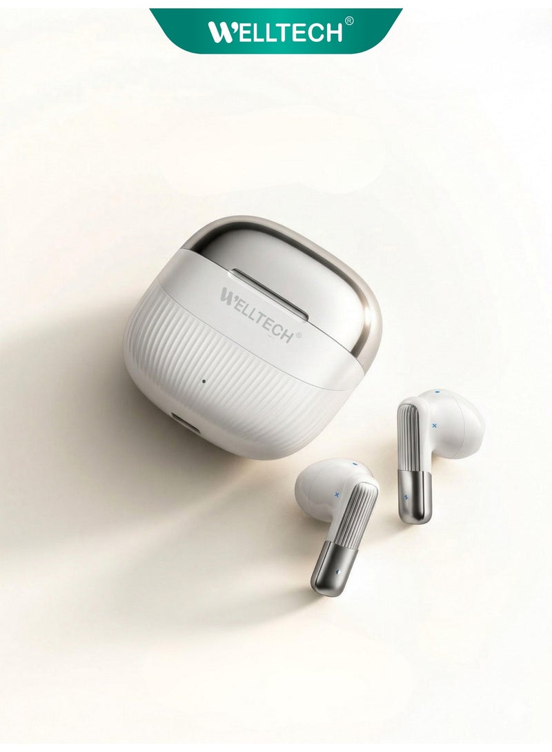 WELLTECH Wireless Earbuds Bluetooth 5.3 TWS Earphones with Charging Case Deep Bass HD Calls for iPhone Android Gaming  WT718 - Image 1