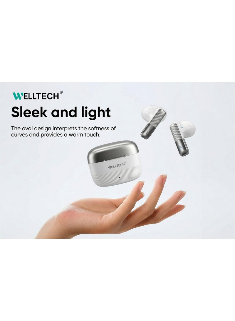 WELLTECH Wireless Earbuds Bluetooth 5.3 TWS Earphones with Charging Case Deep Bass HD Calls for iPhone Android Gaming  WT718 - Image 2