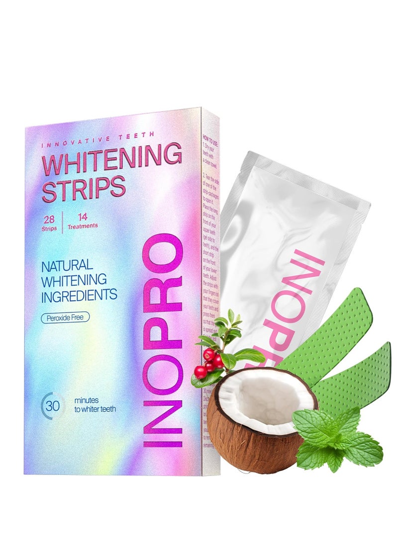 إنوبرو شرائط تبييض الأسنان InoPro - 14 علاج - خالية من البيروكسيد - تبييض دون ضرر - إزالة البقع العميقة - تبييض للأسنان الحساسة - 28 شريحة