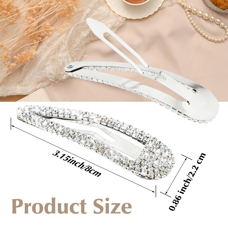 WLLHYF 2Pcs Rhinestone Hair Clips Metal Snap Hairpins Bling Crystal Hair Barrettes Glitter French Barrettes Duckbill Hair Pin Hair Decorative Party Valentine's Day Hair Accessories for Women Girls - Image 2