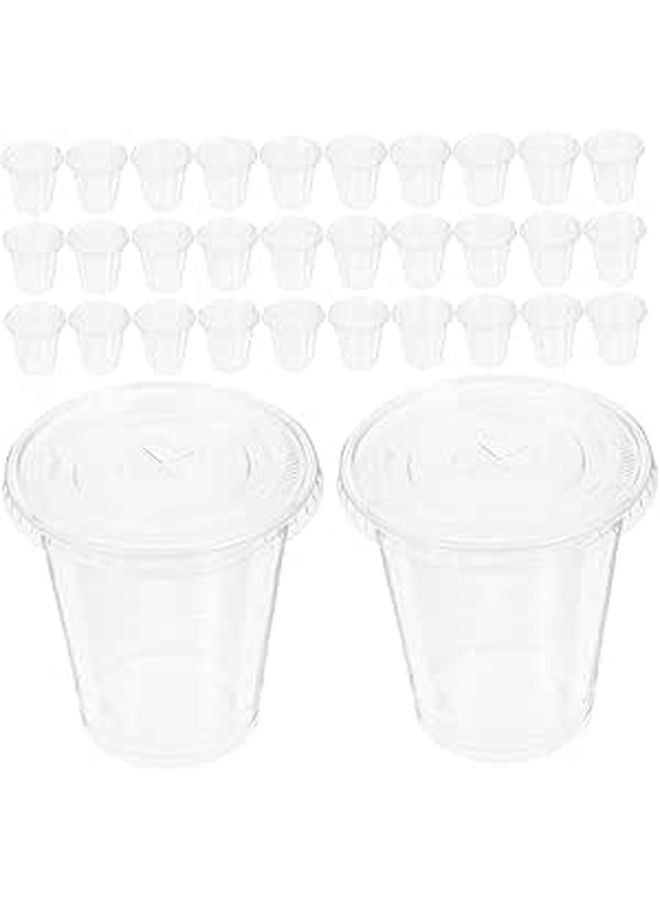 100Pcs 10oz Clear PET Plastic Disposable Cups With Flat Lids For Cold Beverages Juice Iced Coffee And Party - Image 1