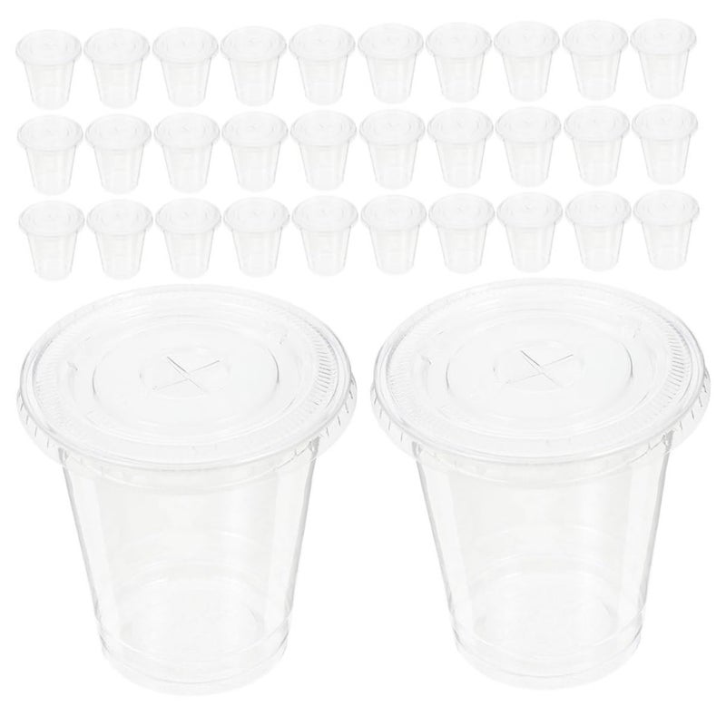 100Pcs 10oz Clear PET Plastic Disposable Cups With Flat Lids For Cold Beverages Juice Iced Coffee And Party - Image 2