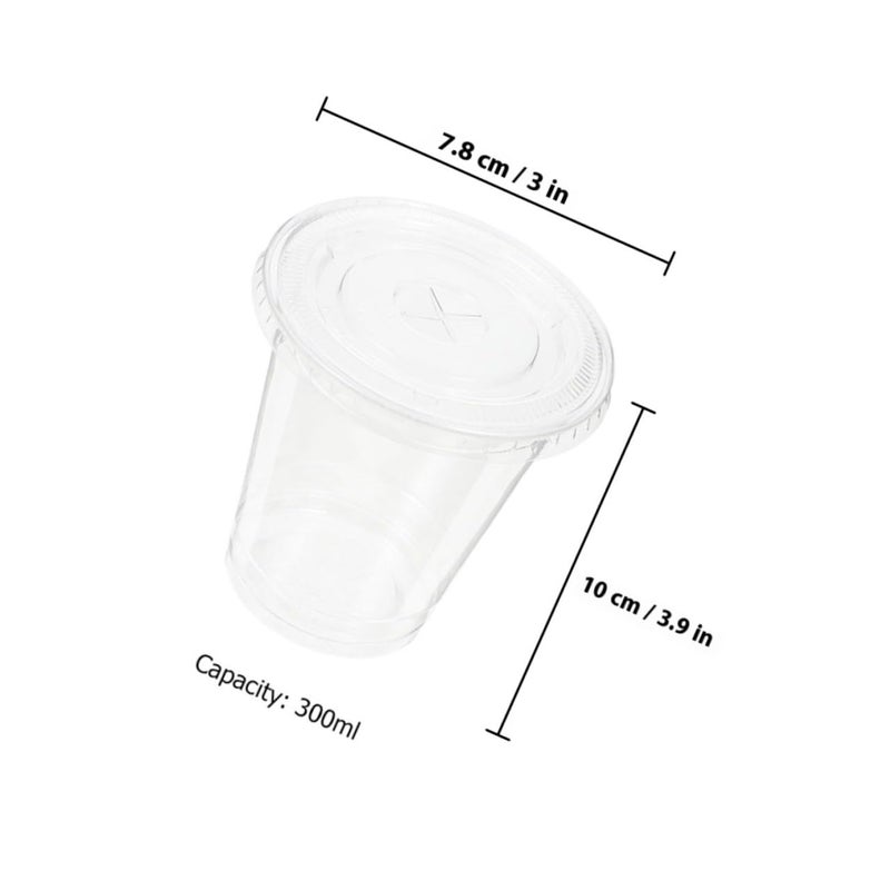 100Pcs 10oz Clear PET Plastic Disposable Cups With Flat Lids For Cold Beverages Juice Iced Coffee And Party - Image 3