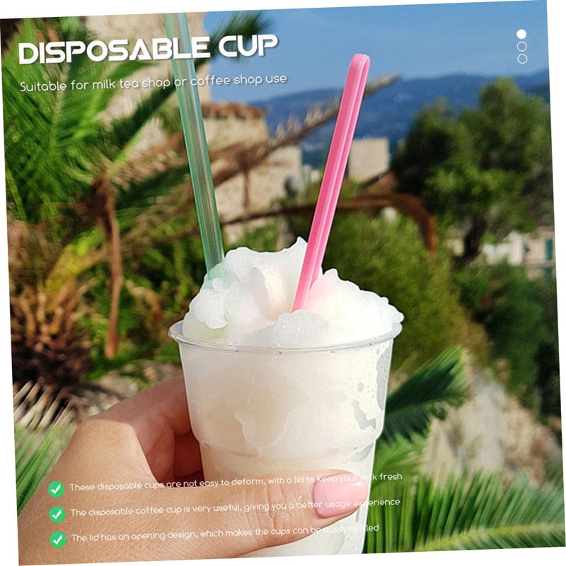 100Pcs 10oz Clear PET Plastic Disposable Cups With Flat Lids For Cold Beverages Juice Iced Coffee And Party - Image 5