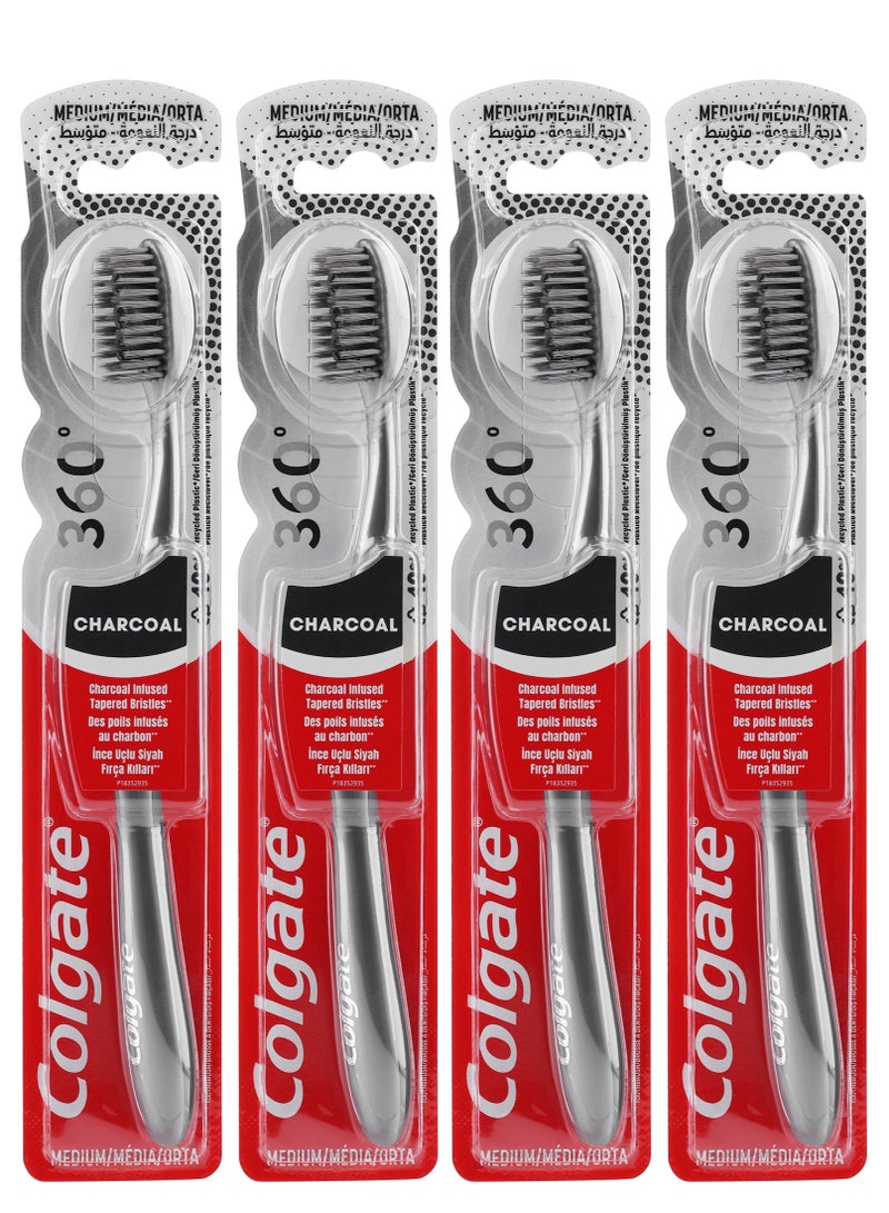 Colgate Pack Of 4 Colgate 360 Medium Toothbrush Multicolour - Image 1