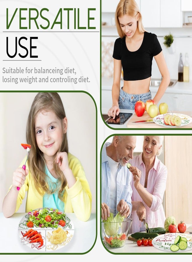 Viynran Portion Control Plate - 10 Inch Melamine Dinner Plate for Adults, Divided Sections for Protein, Carbs, and Vegetables, with Colorful Food Illustrations - 1 Pack - Image 5