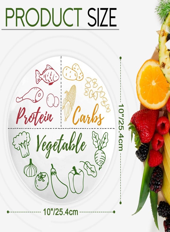 Viynran Portion Control Plate - 10 Inch Melamine Dinner Plate for Adults, Divided Sections for Protein, Carbs, and Vegetables, with Colorful Food Illustrations - 1 Pack - Image 2