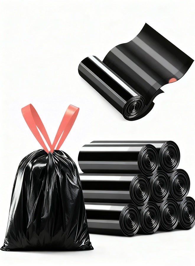 كيس قمامة أسود بمقبض، سلة المهملات، الحمام، غرفة النوم، المكتب، المطبخ. 200 كيس قمامة صغير. - Image 1