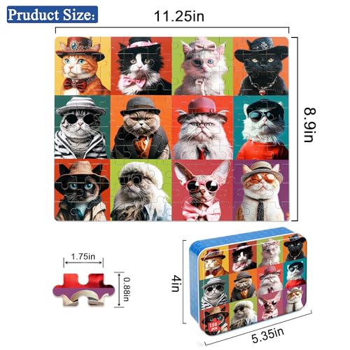 LELEMON Cat Puzzles for Kids Ages 48100 Piece Colorful Kitty Kitten Cats Jigsaw Puzzle for ChildrenLearning Educational Toys for Boys and Girls - Image 5