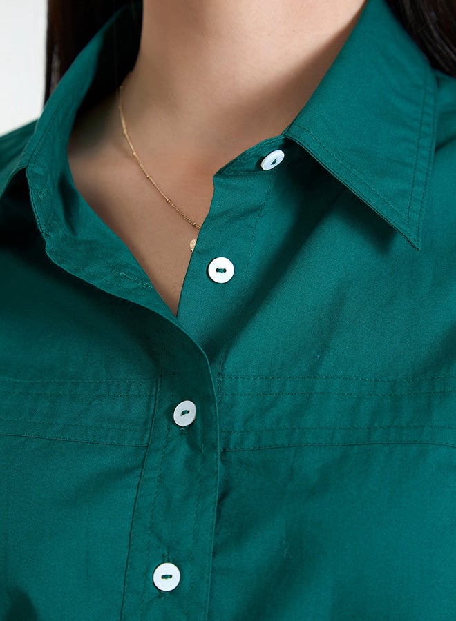 Virgio VIRGIO 100% Cotton Green Shirt With Puff Sleeve - Image 4
