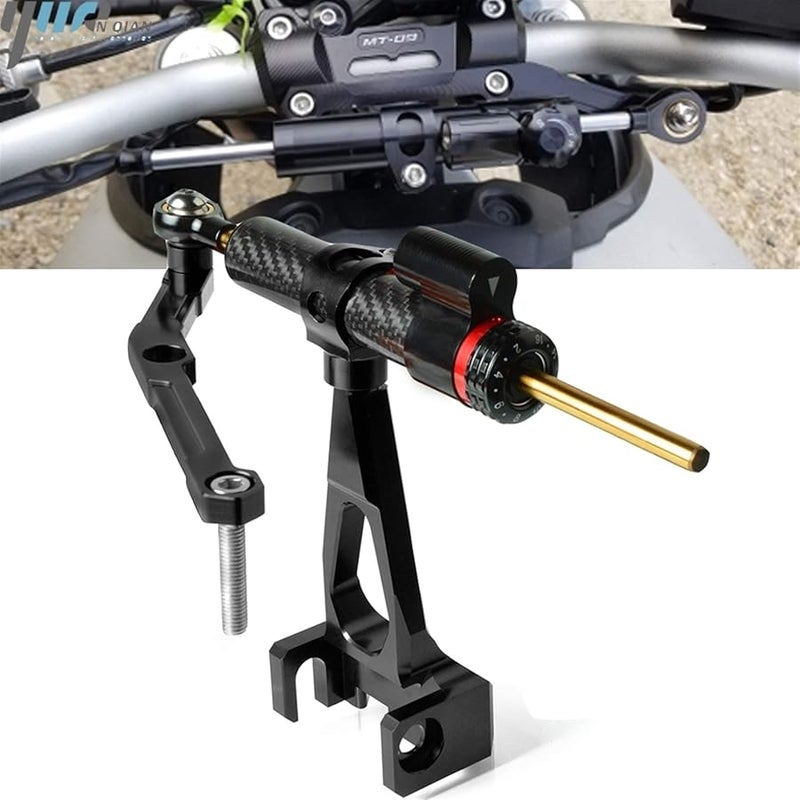 Motorcycle Carbon Fiber Steering Stabilizer Damper Mounting Bracket Kit Black For MT09 FZ09 - Image 3