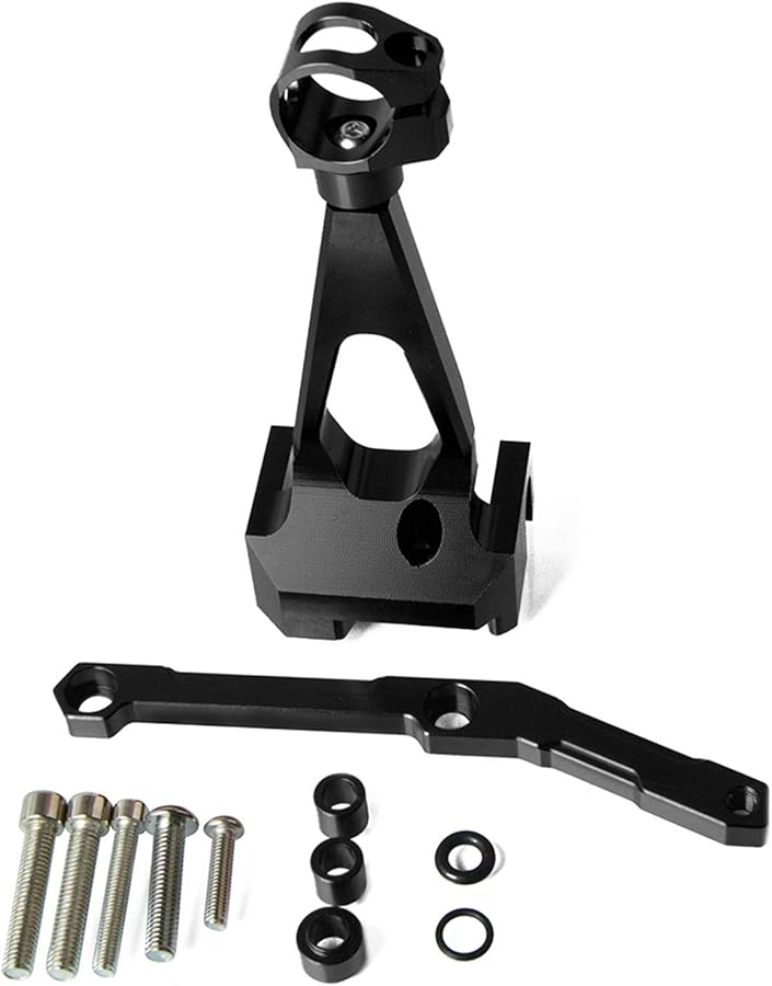 Motorcycle Carbon Fiber Steering Stabilizer Damper Mounting Bracket Kit Black For MT09 FZ09 - Image 1