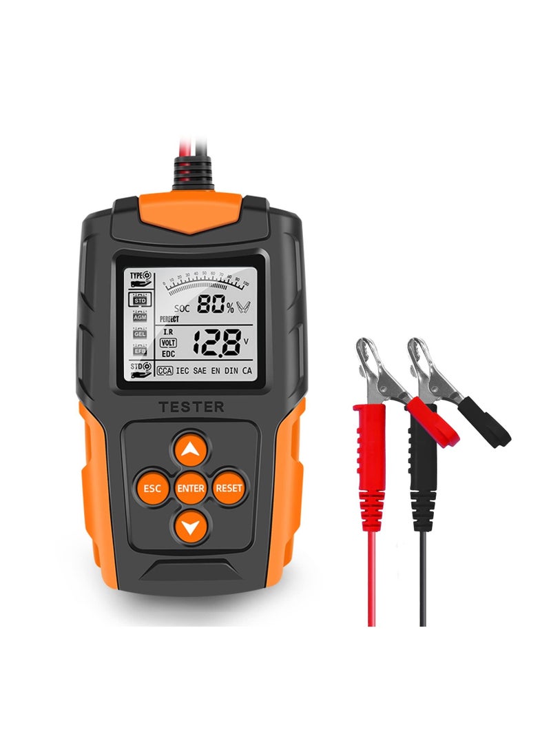 اختبار بطارية السيارة 12V 24V اختبار بطارية السيارات CCA محلل بطارية السيارات الرقمية أداة تشخيص دقيقة للبطارية لشاحنة السيارة دراجة نارية ATV SUV (8-30V) - Image 1