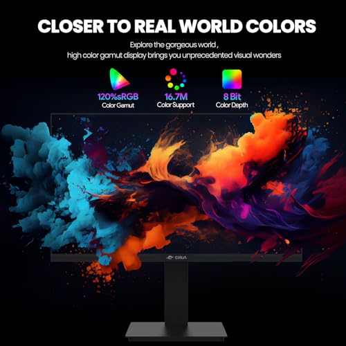CRUA 24.5Inch Gaming Monitor 144Hz/165Hz, FHD(1920x1080P) 120% sRGB Computer Monitor, Height/Pivot/Swivel/Tilt Adjustable Vertical Monitor, Support FreeSync, DP,HDMI, Wall Mount (75mmX75mm) - Image 3