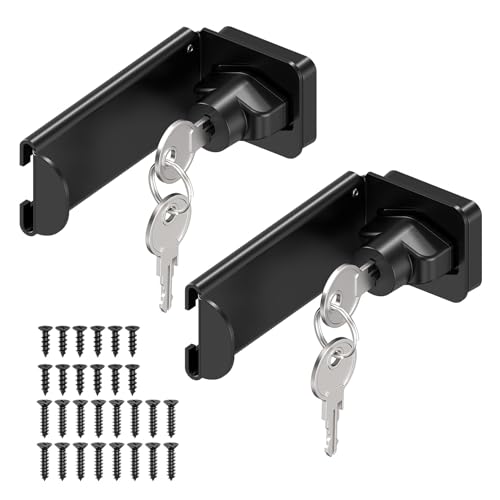 YogePote 90 Degree Right Angle Door Locks 33 Inch Thickened Sliding Hasp Latch for Inward OpeningClosetShedBarn Door Cabinet Heavy Duty Latch for Home Security Black 33In with Key2PCS - Image 1