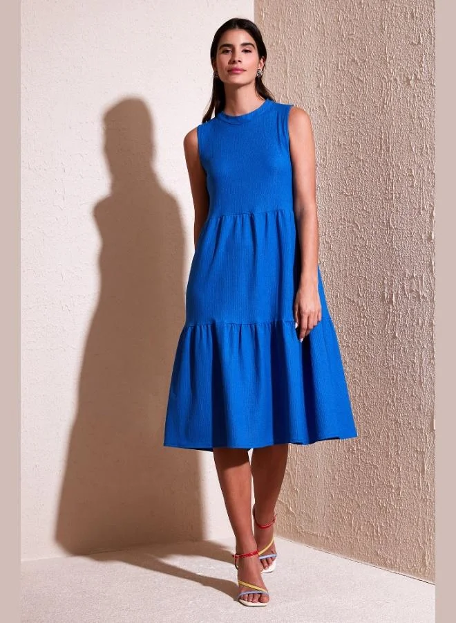 ليلا فستان ميدي ليلا بقصة عادية بدون أكمام للنساء