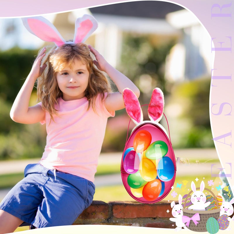Funtery 8 Pcs Jumbo Easter Eggs 10 Inch Plastic Giant Easter Eggs with Handles, Clear Large Baskets Fillable Big Bunny Egg Shaped Baskets Containers Decoration (Multi Colors) - Image 5