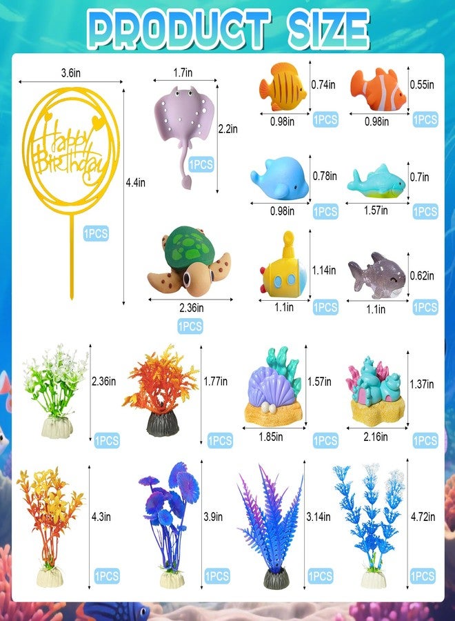 Knana 17Pcs Under The Sea Cake Decorations Ocean Animal Cake Toppers for Under the Sea Theme Baby Shower Birthday Party Supplies - Image 2