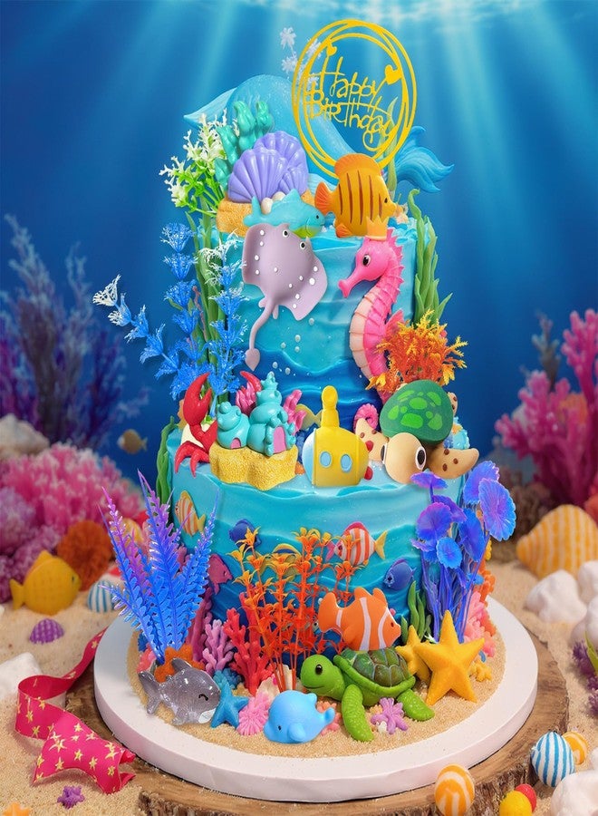 Knana 17Pcs Under The Sea Cake Decorations Ocean Animal Cake Toppers for Under the Sea Theme Baby Shower Birthday Party Supplies - Image 4