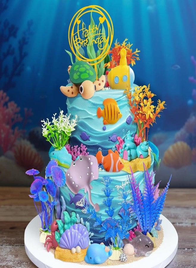 Knana 17Pcs Under The Sea Cake Decorations Ocean Animal Cake Toppers for Under the Sea Theme Baby Shower Birthday Party Supplies - Image 3
