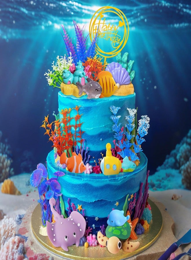 Knana 17Pcs Under The Sea Cake Decorations Ocean Animal Cake Toppers for Under the Sea Theme Baby Shower Birthday Party Supplies - Image 5