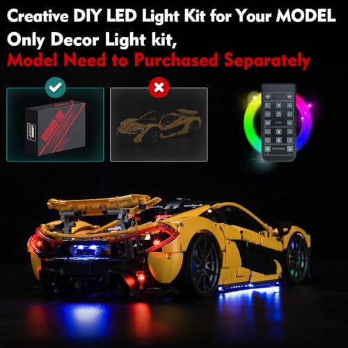 LocoLee Light Kit Compatible with Lego 42172 McLaren P1 No Models Only Light Creative Lighting Set Accessories Compatible with Lego McLaren P1 Set Upgraded RC Version - Image 5