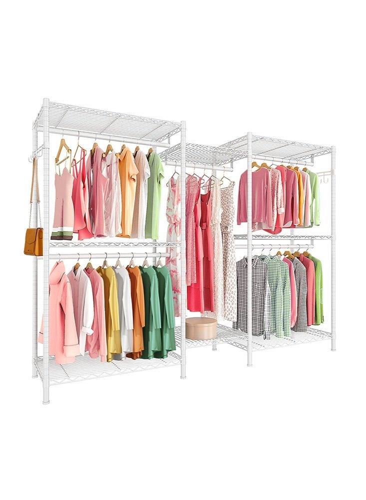 Solerconm Clothes Rail, Clothing Rails for Hanging Clothes, Metal Clothing Rack Heavy Duty Garment Rack Freestanding Closet Wardrobe Racks for Hanging Clothes, 45D x 187W x 195H, White - Image 1