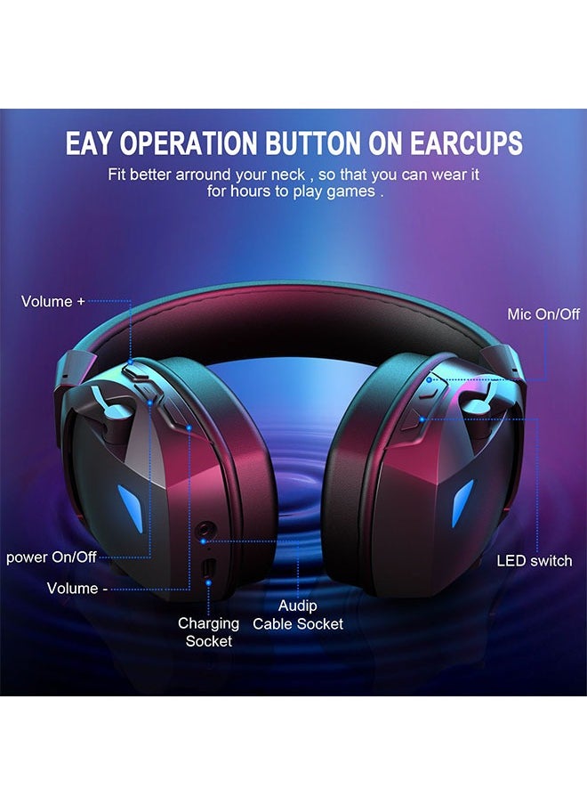 Demine - Wireless Gaming Headset, 2.4GHz USB Gaming Headphones for PS5, PS4, PC, Switch, Mac, Bluetooth 5.3 Gaming Headset with Noise Cancelling Microphone, ONLY 3.5mm Wired Jack for Xbox Series - Image 1