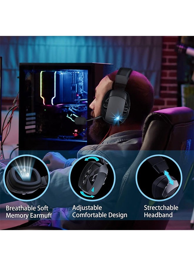 Demine - Wireless Gaming Headset, 2.4GHz USB Gaming Headphones for PS5, PS4, PC, Switch, Mac, Bluetooth 5.3 Gaming Headset with Noise Cancelling Microphone, ONLY 3.5mm Wired Jack for Xbox Series - Image 1