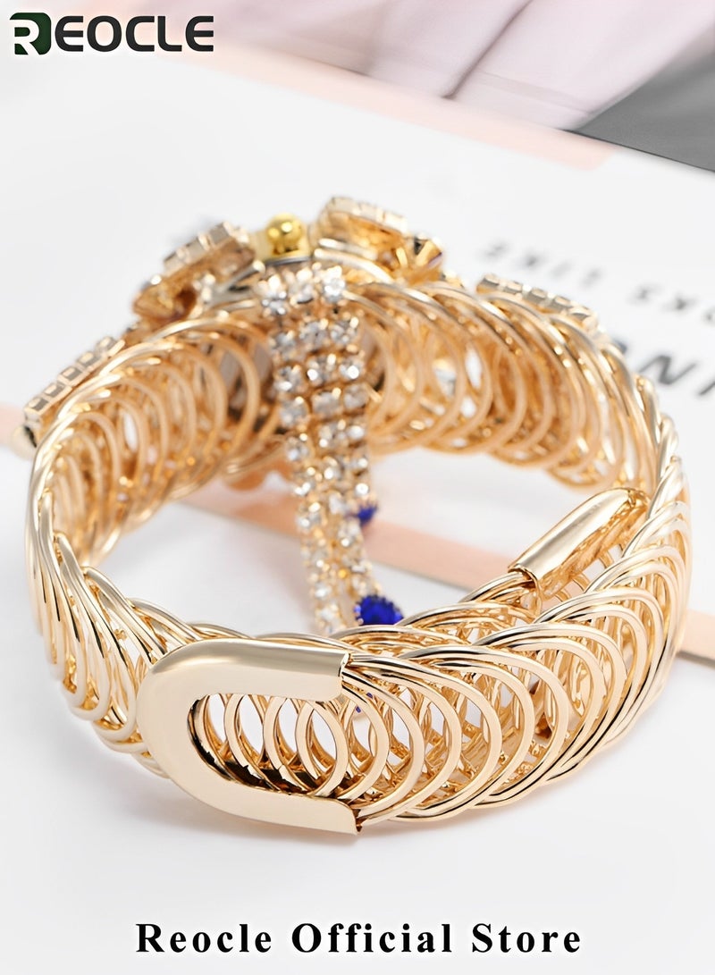 REOCLE Women's Diamond Watch Alloy Steel Tassel Bracelet Quartz Wristwatch Fashion Bangle as Great Gifts for Ladies & Girlfriends - Image 3