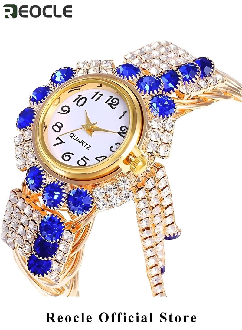 REOCLE Women's Diamond Watch Alloy Steel Tassel Bracelet Quartz Wristwatch Fashion Bangle as Great Gifts for Ladies & Girlfriends - Image 4