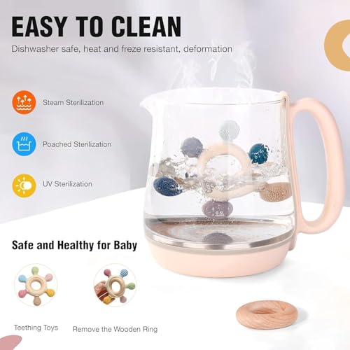 UTPATI Silicone & Wooden Baby Teether for 3+ Months, BPA Free Soft Teething Toy, Safe Teether for Infants, Round Shape, Silicone Rudder with Wooden Ring Soothe Babies Gums (Beige) - Image 5