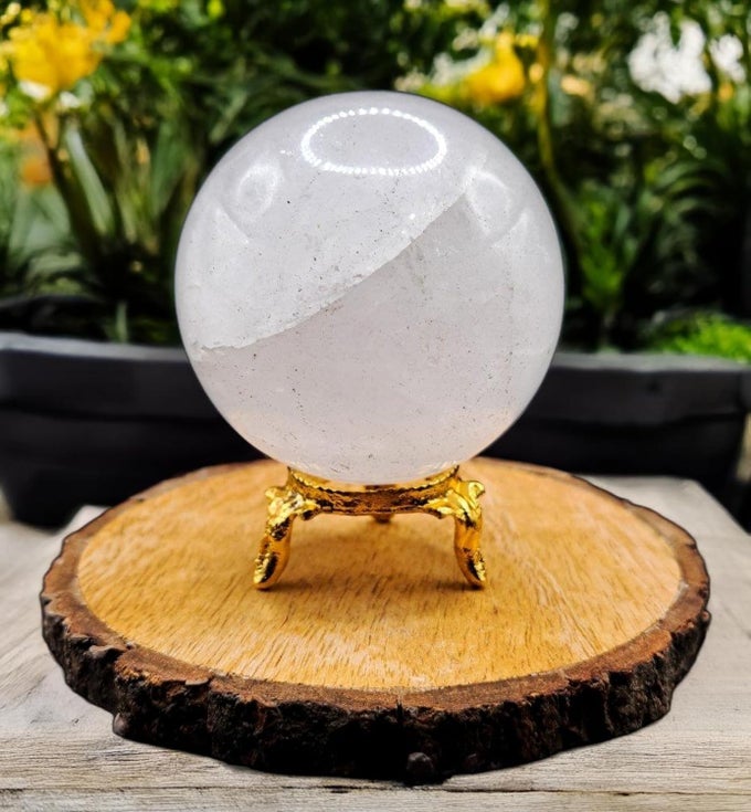 264GR/89MM NATURAL CLEAR QUARTZ CRYSTAL SPHERE BALL HEALING GEMSTONE