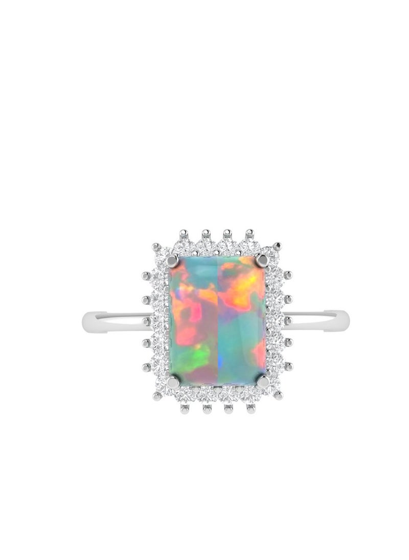 Diana Emerald-Cut Opal and Shining Diamond Ring in 18K White Gold - pzsku/Z72368C4285BA0416299AZ/45/_/1737474014/8cf5c944-096b-4c07-adb3-1dd8beaac5af