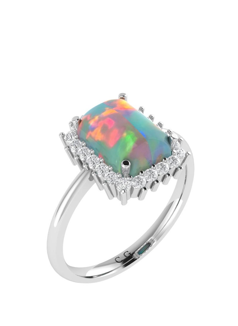 Diana Emerald-Cut Opal and Shining Diamond Ring in 18K White Gold - pzsku/Z72368C4285BA0416299AZ/45/_/1737474019/f0c857da-843f-4237-8020-ba8a582fa29c