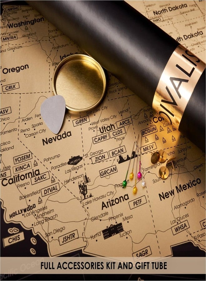 Divalis خريطة مفصلة للولايات المتحدة الأمريكية قابلة للخدش مع أداة للخدش - مقاس 24 × 16 بوصة، سهلة التأطير، ملصق سفر قابل للخدش يضم 63 متنزهًا وطنيًا في الولايات المتحدة الأمريكية - خريطة كبيرة قابلة للخدش للولايات المتحدة الأمريكية مع معالم بارزة وأعلام الولايات - Image 5